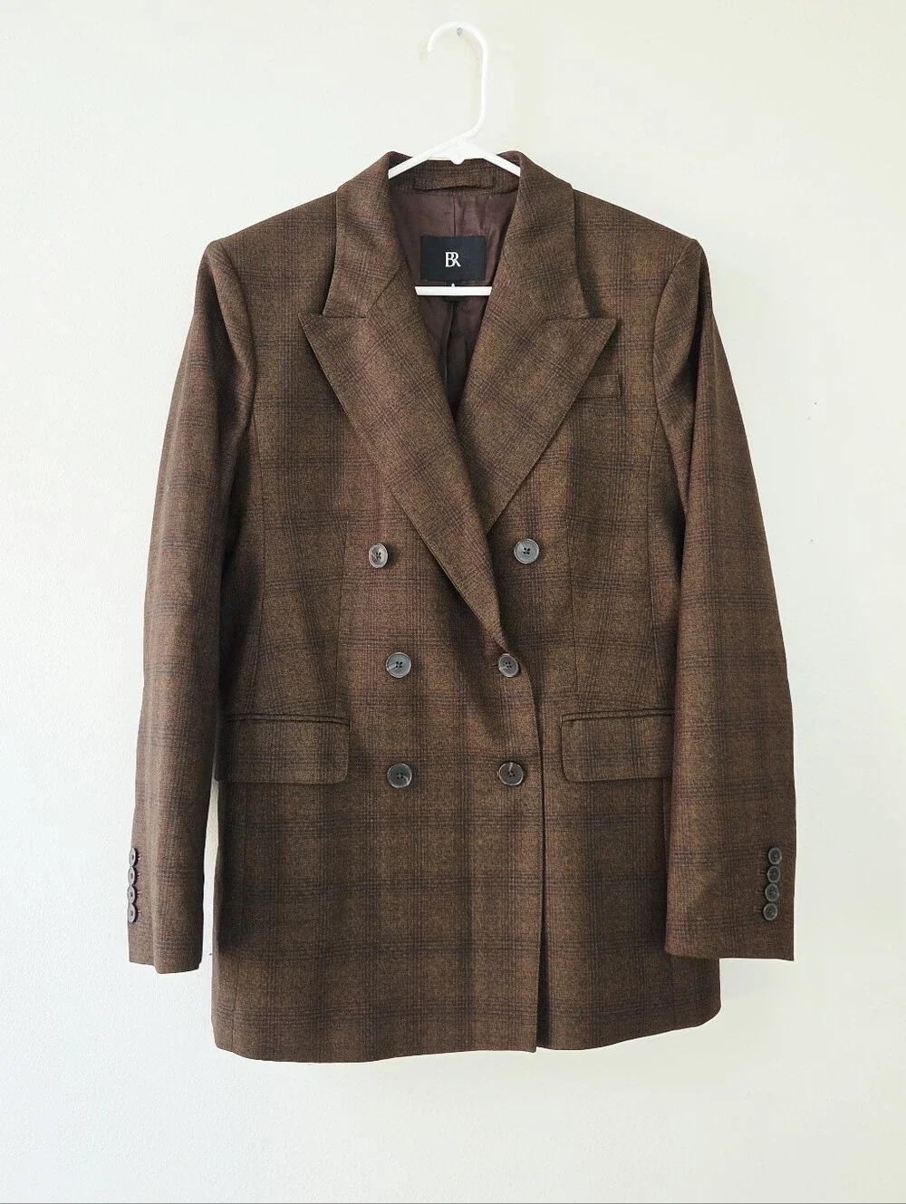 Banana Republic  Vasto Relaxed Italian Wool Plaid Jacket Double Breasted Size 8